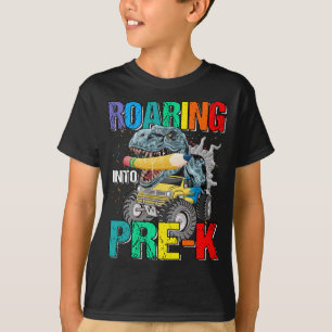 T-shirt Gravure dans pré-K Monster Truck Dinosaur Garçons