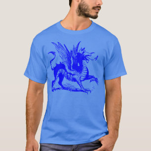T-shirt Gravure de dragon - Bleu