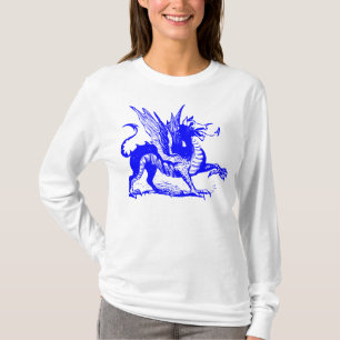 T-shirt Gravure de dragon - Bleu