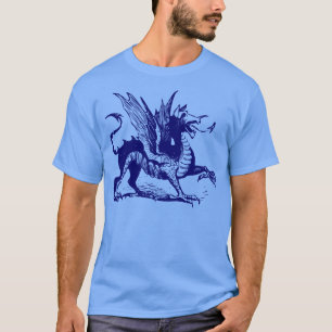 T-shirt Gravure de dragon - Bleu marine profond