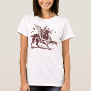 T-shirt Gravure de dragon - Brown foncé