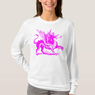 T-shirt Gravure de dragon - Magenta