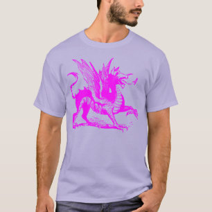 T-shirt Gravure de dragon - Magenta