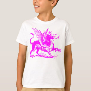 T-shirt Gravure de dragon - Magenta