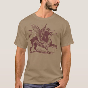 T-shirt Gravure de dragon - Marron foncé