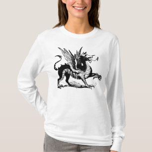 T-shirt Gravure de dragon - Noir