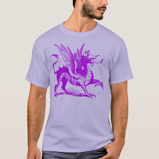 T-shirt Gravure de dragon - Violet (Devant)