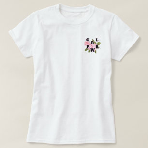 T-shirt Gravure rose GRL PWR