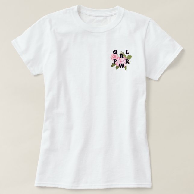 T-shirt Gravure rose GRL PWR (Design devant)