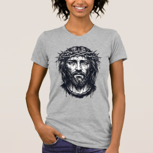 T-shirt Gravure Vintage Couronne d'Épines Portrait Sacré
