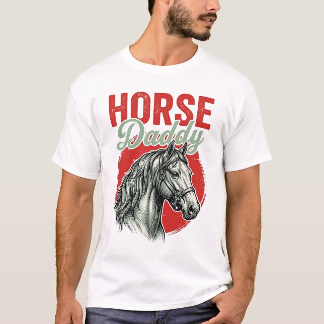 T-shirt Gravure vintage de papa cheval (Devant)