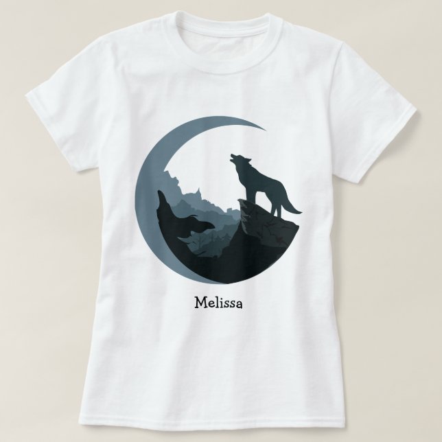 T-shirt Gray/Blue Howling féminin personnalisées sur la lu (Design devant)
