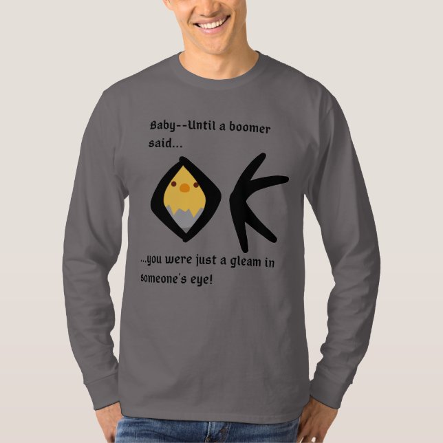 T-shirt Gray 'Gleam in Eye' Basique à manches longues Boom (Devant)