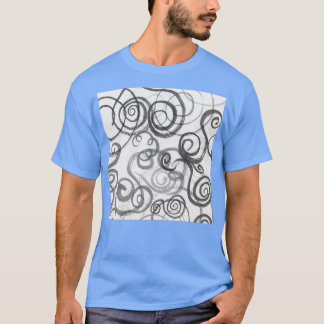 T-shirt Gray Monochrome Whimsical Organic Lines Curves Wat