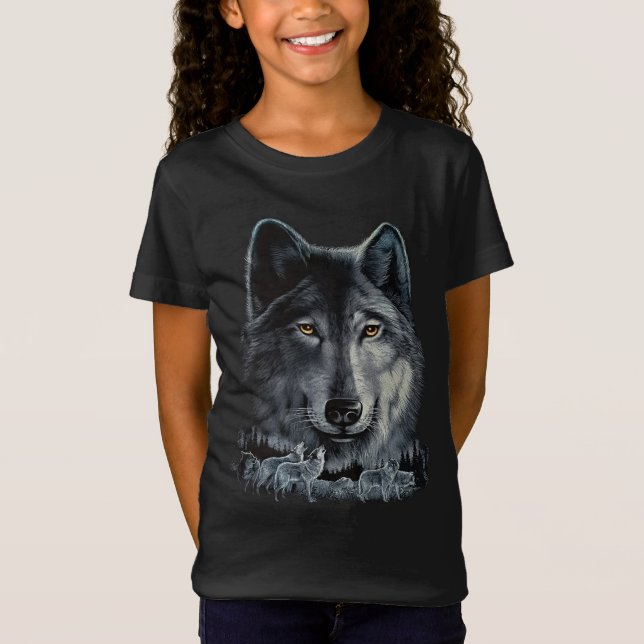 T-Shirt Gray Wolf Kids - Glow in the dark print (Devant)