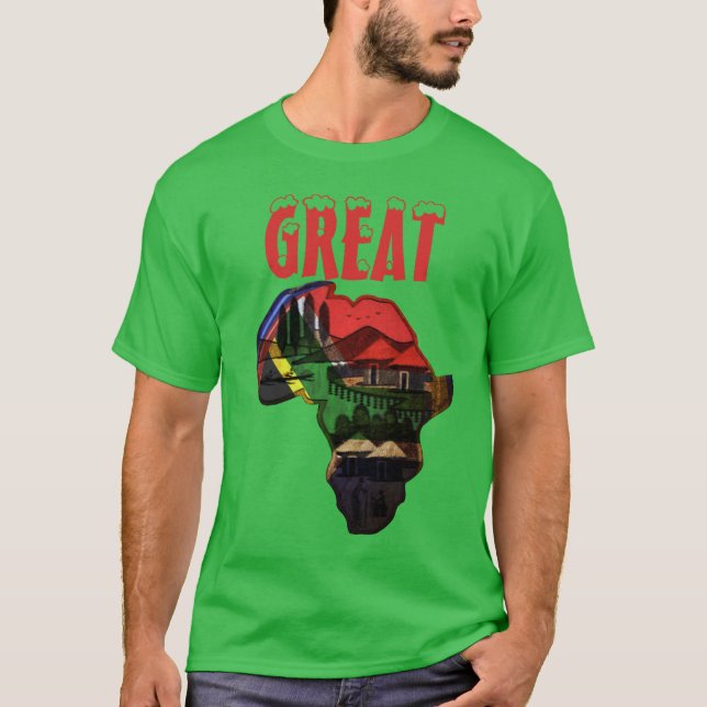 T-shirt Great Africa Carte conception des couleurs traditi (Devant)