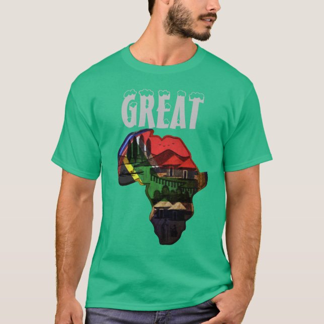 T-shirt Great Africa Rainbow Map couleurs traditionnelles (Devant)
