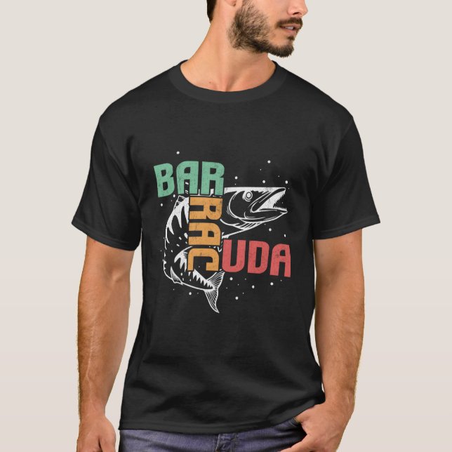 T-shirt Great Barracuda Cuda Pêche Faune Salle Wi-Fi (Devant)