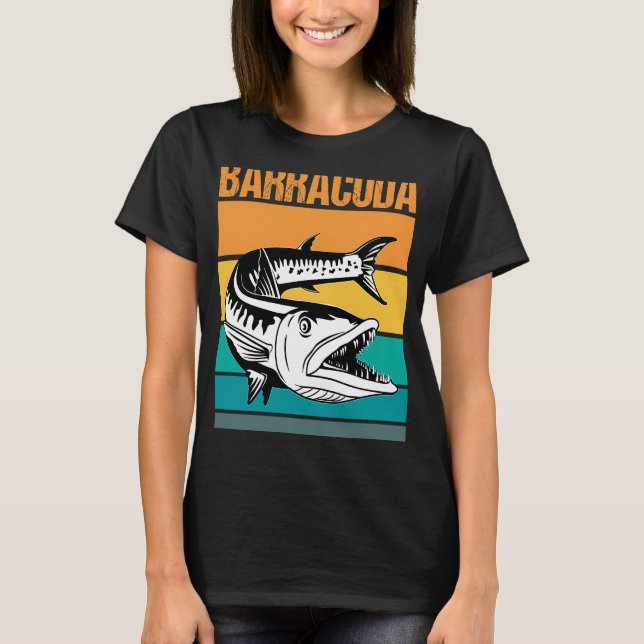 T-shirt Great Barracuda Cuda Pêche Faune Salle Wi-Fi (Devant)