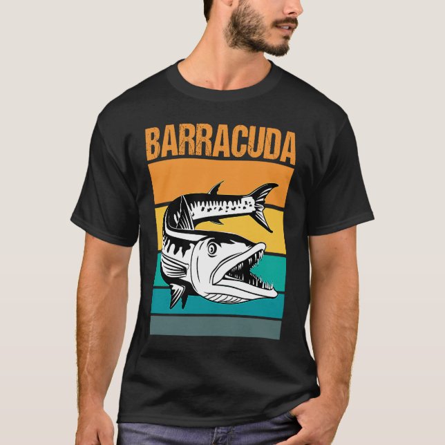 T-shirt Great Barracuda Cuda Pêche Faune Salle Wi-Fi (Devant)