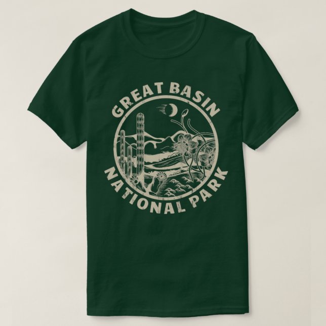 T-shirt Great Basin National Park Linocut Distressed Deser (Design devant)