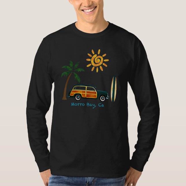 T-shirt Great Beach Surf En Bois Pour Morro Bay (Devant)