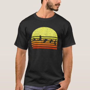 T-shirt Great Blue Heron Bird Retro Sunset Distres Vintage