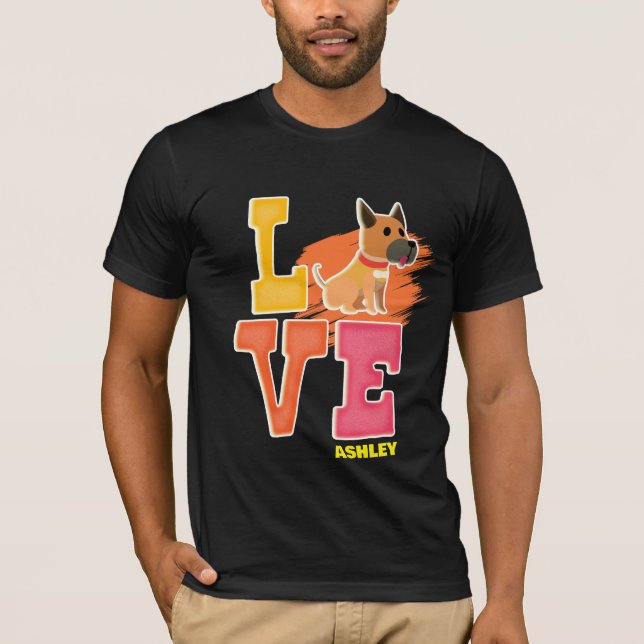T-shirt Great Dane amoureux couleur mignonne (Devant)