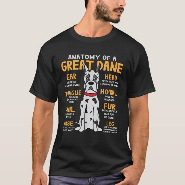 T-shirt Great Dane Anatomy Funny Dog Mom Dad Gift  (Devant)
