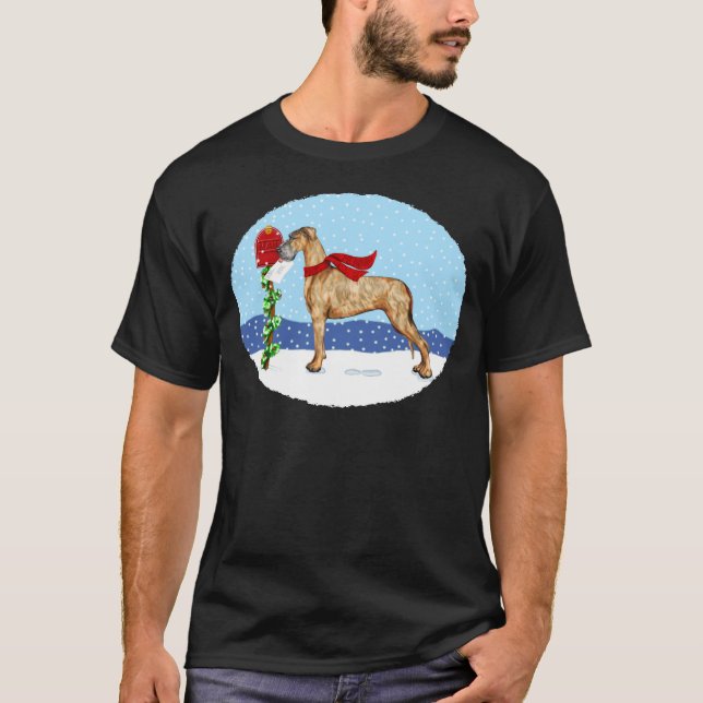 T-shirt Great Dane Christmas Mail Brindle UC (Devant)