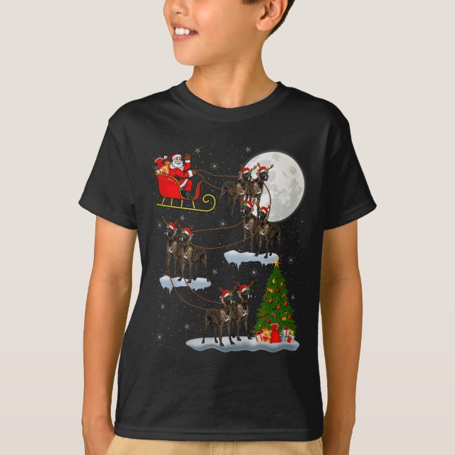 T-shirt Great Dane Dog Santa Sleigh Flying Funny Magical C (Devant)