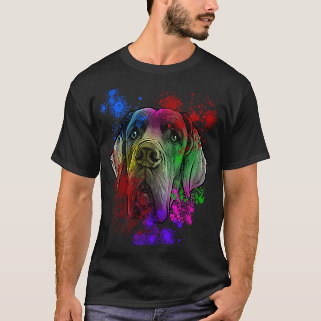 T-shirt Great Dane Dog with Splash Art (Devant)