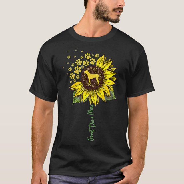 T-shirt Great Dane Maman Sunflower Great Dane Lover Don Do (Devant)
