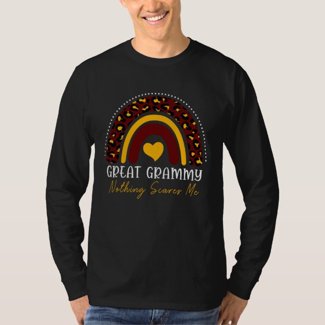T-shirt Great Grammy Nothing Scares Me Cute Leopard Rainbo (Devant)