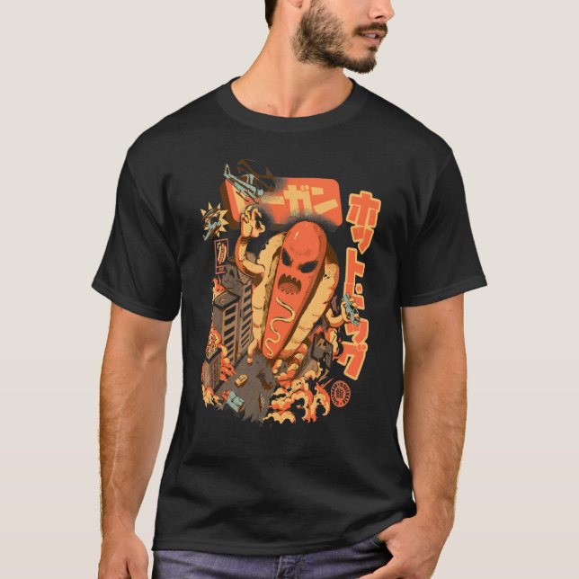 T-shirt Great Hot Dog Kaiju Art japonais (Devant)