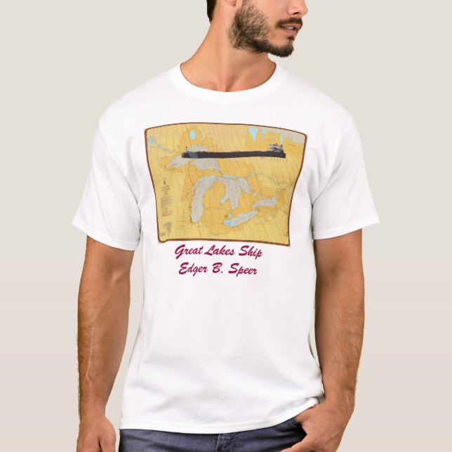 T-shirt Great Lakes dressent une carte avec l'Edger B. (Devant)
