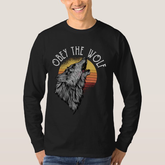 T-shirt Great obedience of the wolf motif (Devant)
