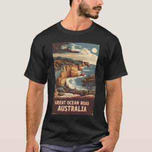 T-shirt Great Ocean Road Australie Illustration Art Voyage