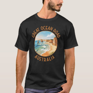 T-shirt Great Ocean Road Australie Trouvé Cercle Retro