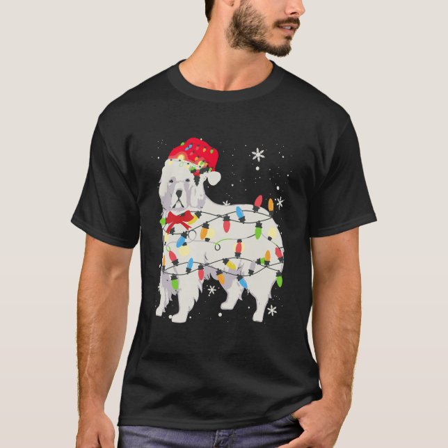T-shirt Great Pyrenees Dog Christmas Light Xmas Papa Gi (Devant)