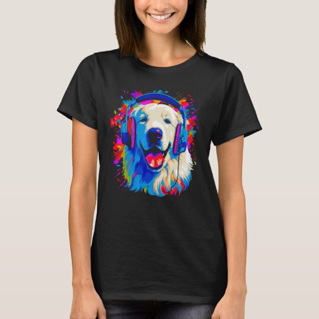 T-shirt Great Pyrenees Dog DJ Music (Devant)