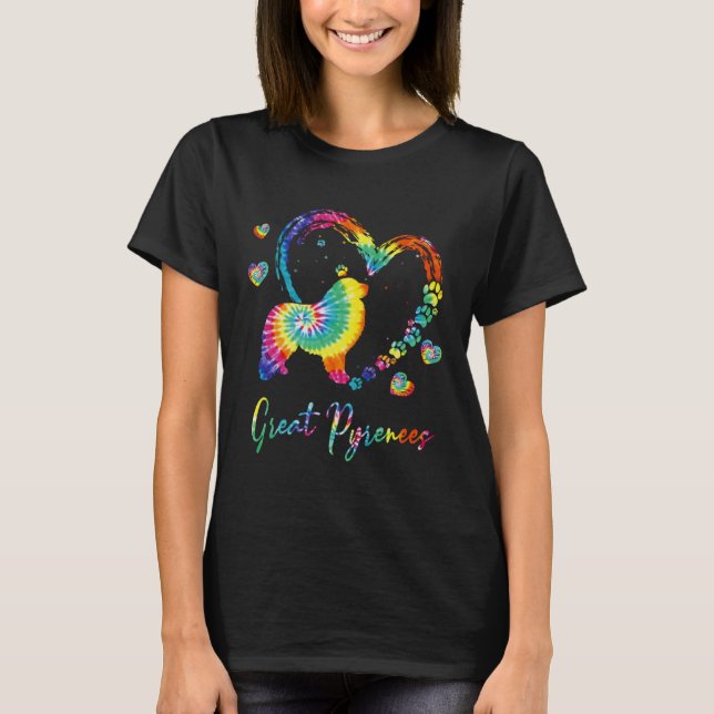 T-shirt Great Pyrenees Tie Dye Rainbow Dog (Devant)