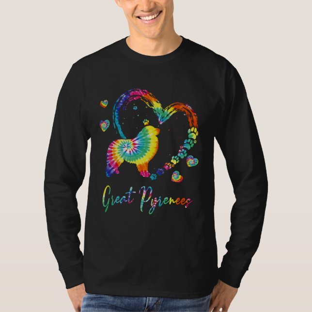 T-shirt Great Pyrenees Tie Dye Rainbow Dog (Devant)