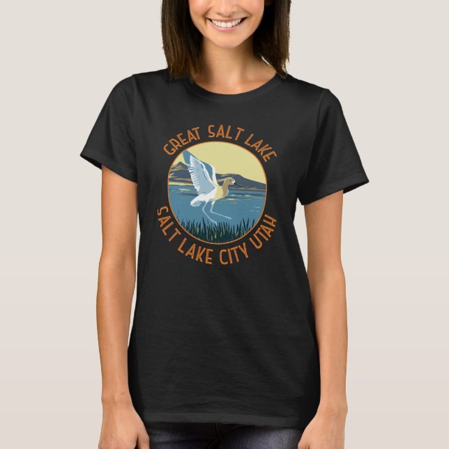 T-shirt Great Salt Lake American Avocet Retro Distants (Devant)