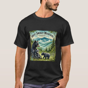 T-shirt Great Smokey Mounts Ours Noir Mère et Cub