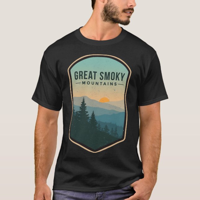 T-shirt Great Smoky Mountains Retro National Park Tennesse (Devant)