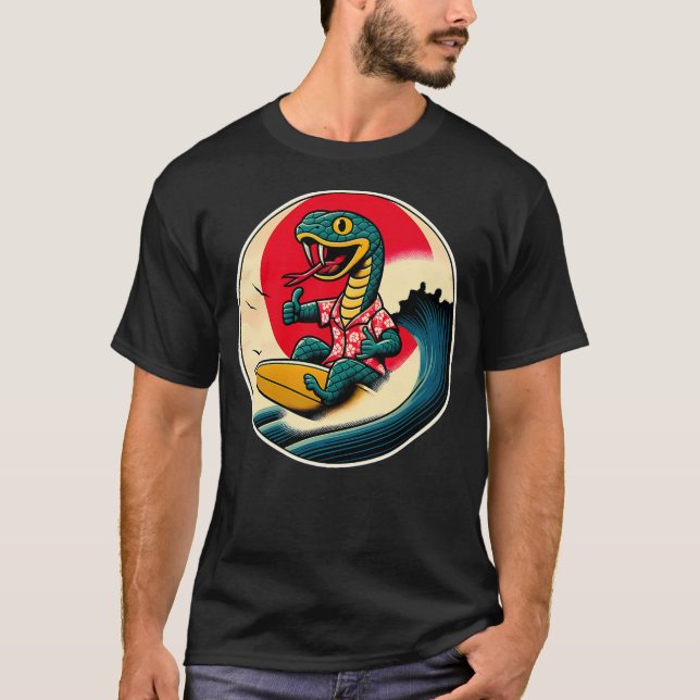T-shirt Great Wave Kanagawa Snake Surfing (Devant)