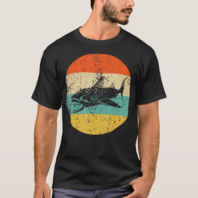 T-shirt Great White Shark Retro Style Megalodon  (Devant)