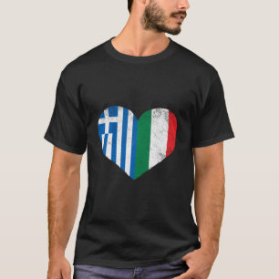 T-shirt Grec Italien Drapeau Coeur moitié Italien Demi Gre