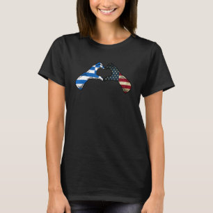 T-shirt Grèce American USA Drapeau USA Grèce Coeur